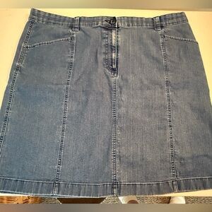 L.L. Bean Classic Fit Denim Skirt - Navy and White